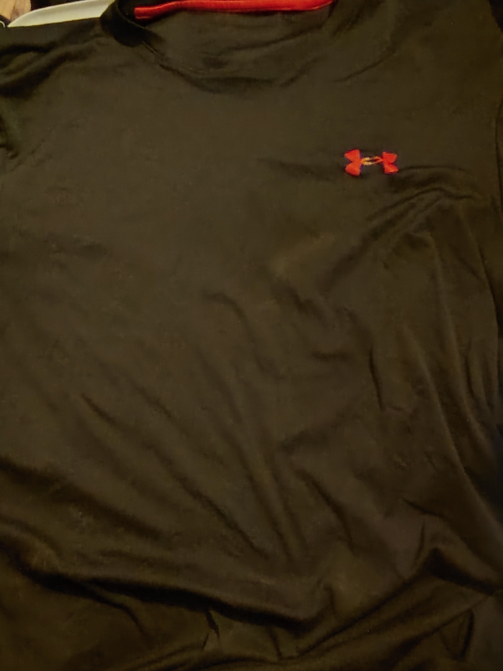 Under Armour Black Short-Sleeve Performance Tee with Red Logo Accent